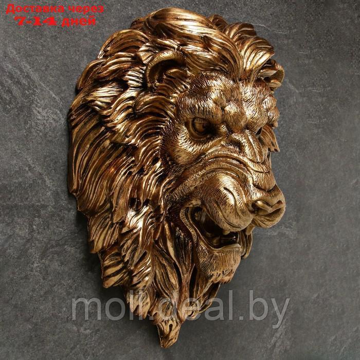 Подвесной декор "Голова льва" золото, 23х35х52см - фото 1 - id-p218396908