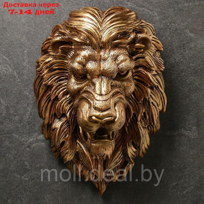 Подвесной декор "Голова льва" золото, 23х35х52см - фото 2 - id-p218396908