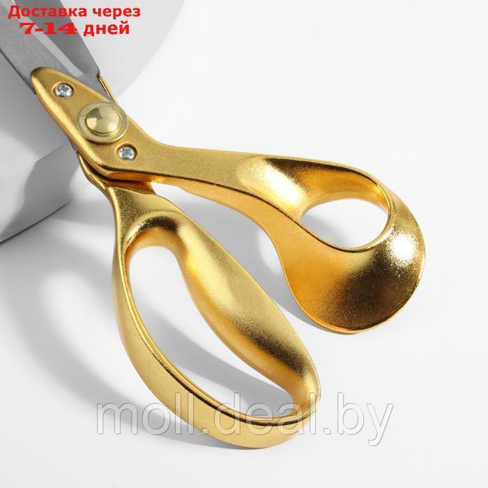 Ножницы закройные, скошенное лезвие, 10", 25 см, цвет золотой - фото 3 - id-p218396918