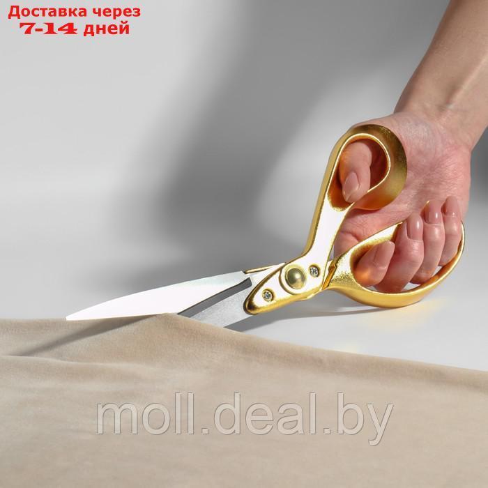 Ножницы закройные, скошенное лезвие, 10", 25 см, цвет золотой - фото 4 - id-p218396918