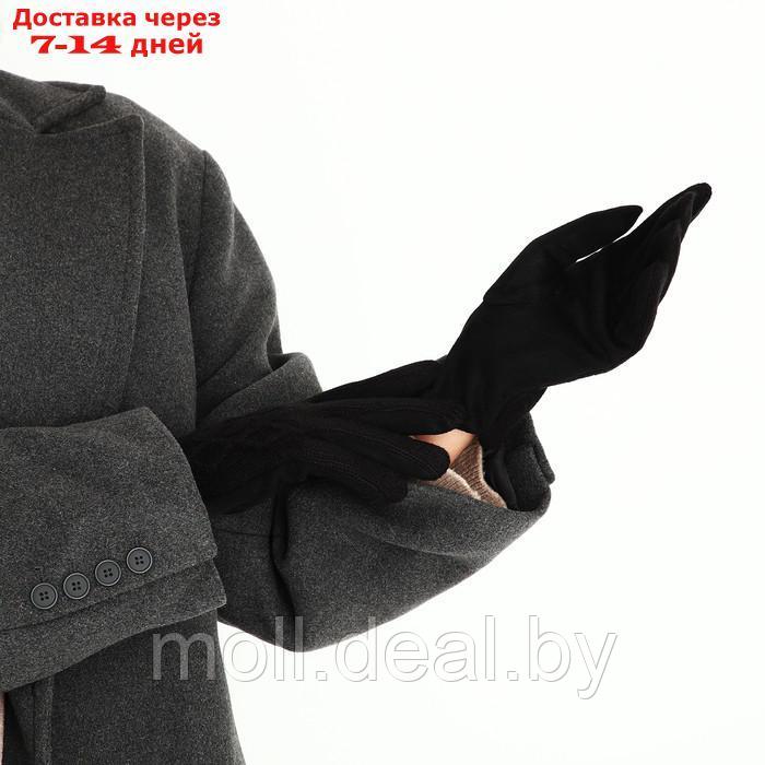 Перчатки жен 24*0,3*8,5 см, замша+вязка, с утепл, безразм, черный - фото 4 - id-p218394891