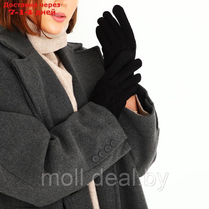 Перчатки жен 24*0,3*8,5 см, замша+вязка, с утепл, безразм, черный - фото 5 - id-p218394891