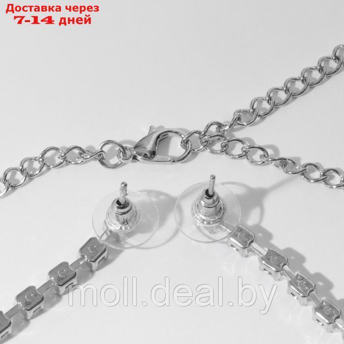 Набор 2 предмета: серьги, колье "Лёд" симпл, цвет белый в серебре - фото 2 - id-p218391804