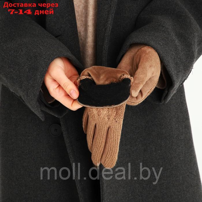 Перчатки жен 24*0,3*8,5 см, замша+вязка, с утепл, безразм, бежевый - фото 7 - id-p218394917