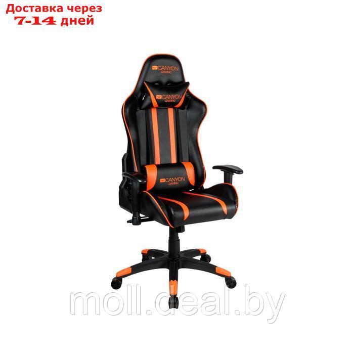 Кресло игровое Canyon Fobos GС-3, 150 кг, 2D подлокотники, экокожа, чёрно-оранжевое