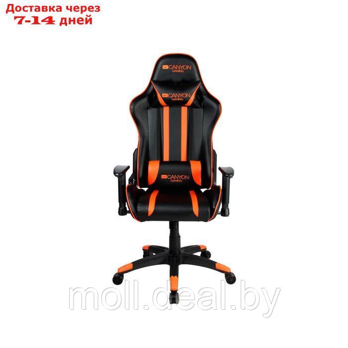 Кресло игровое Canyon Fobos GС-3, 150 кг, 2D подлокотники, экокожа, чёрно-оранжевое - фото 2 - id-p218395013