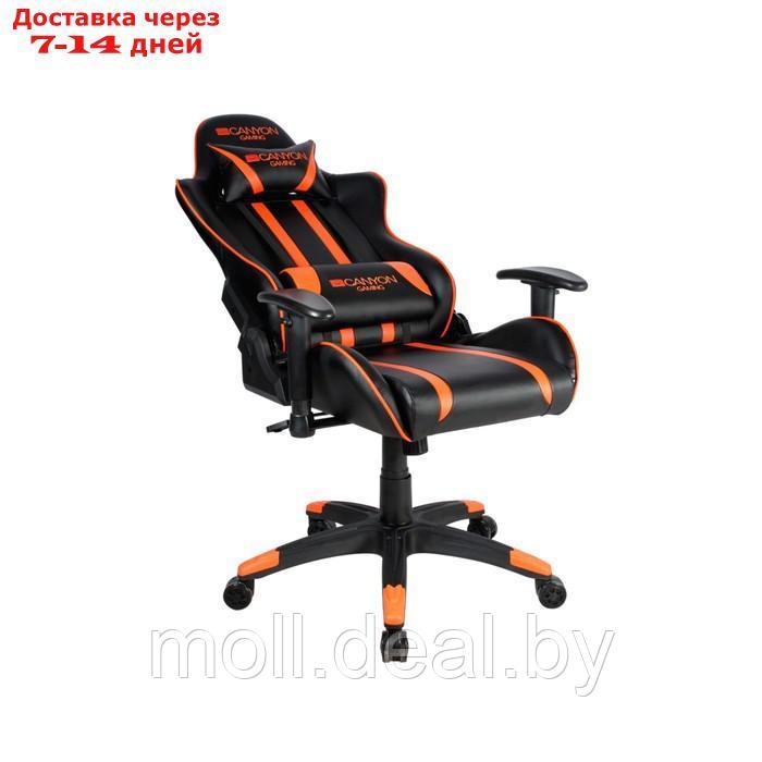 Кресло игровое Canyon Fobos GС-3, 150 кг, 2D подлокотники, экокожа, чёрно-оранжевое - фото 6 - id-p218395013