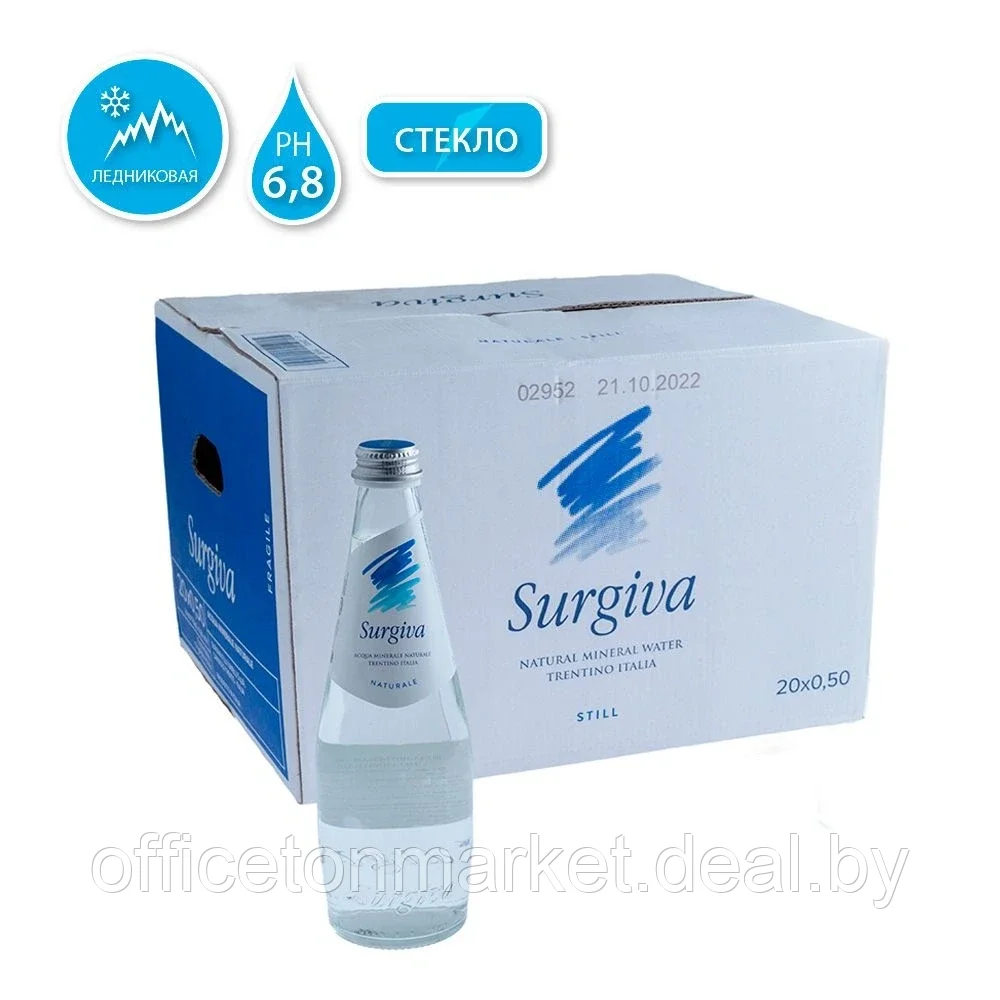 Вода минеральная природная питьевая «Surgiva», 0.5 л., негазированная, 20 бут/упак - фото 1 - id-p208604524