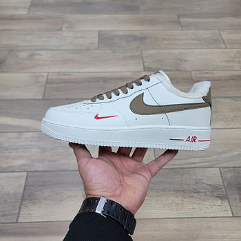 Кроссовки Nike Wmns Air Force 1 Low Beige Brown с мехом