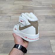 Кроссовки Nike Air Force 1 Mid Beige Brown с мехом, фото 4