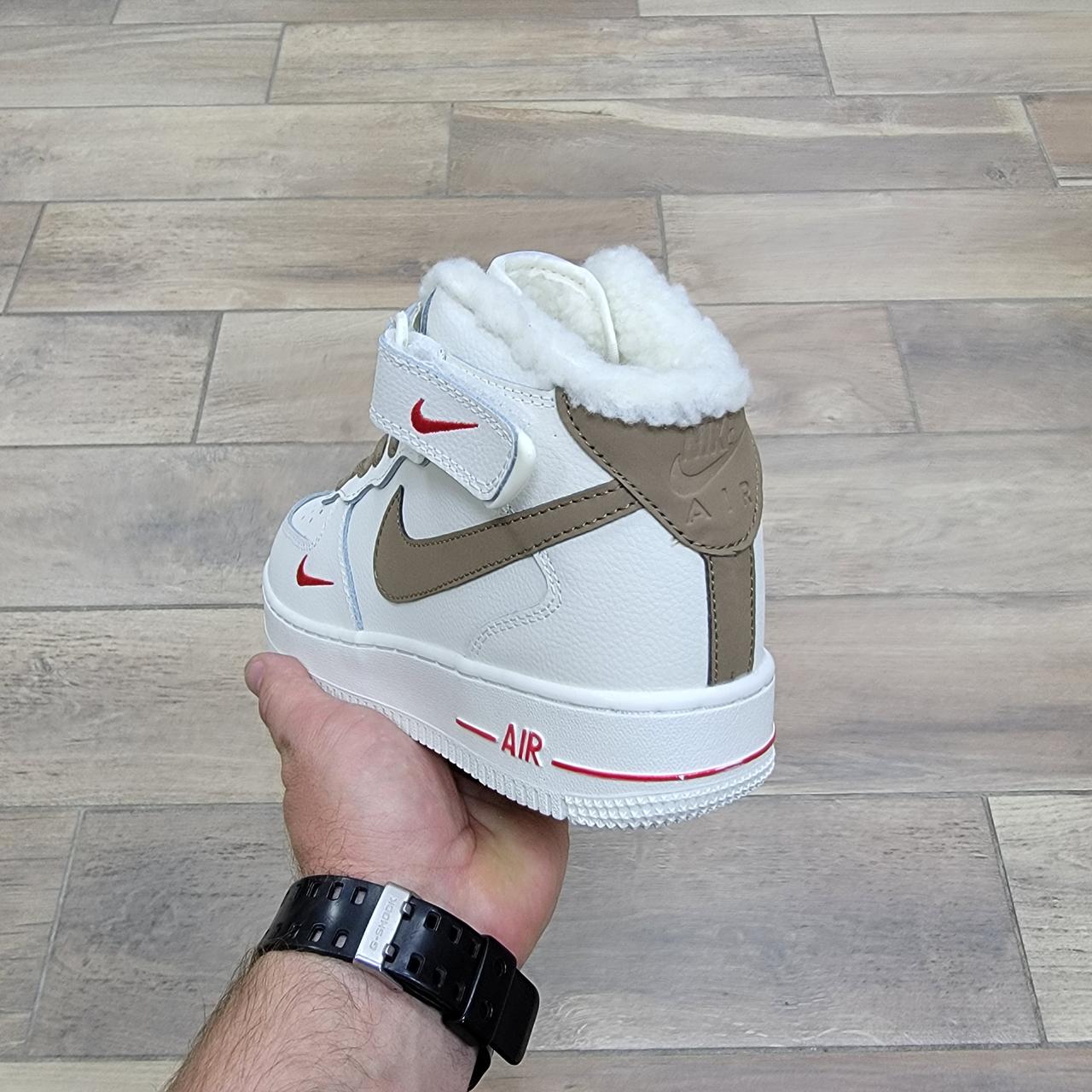 Кроссовки Nike Air Force 1 Mid Beige Brown с мехом - фото 4 - id-p194181332