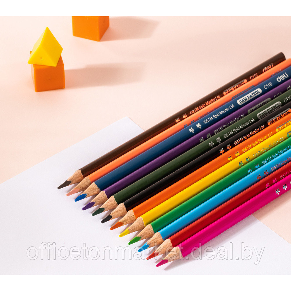 Цветные карандаши Deli "Paw Patrol Dino", 12 штук - фото 2 - id-p218438566