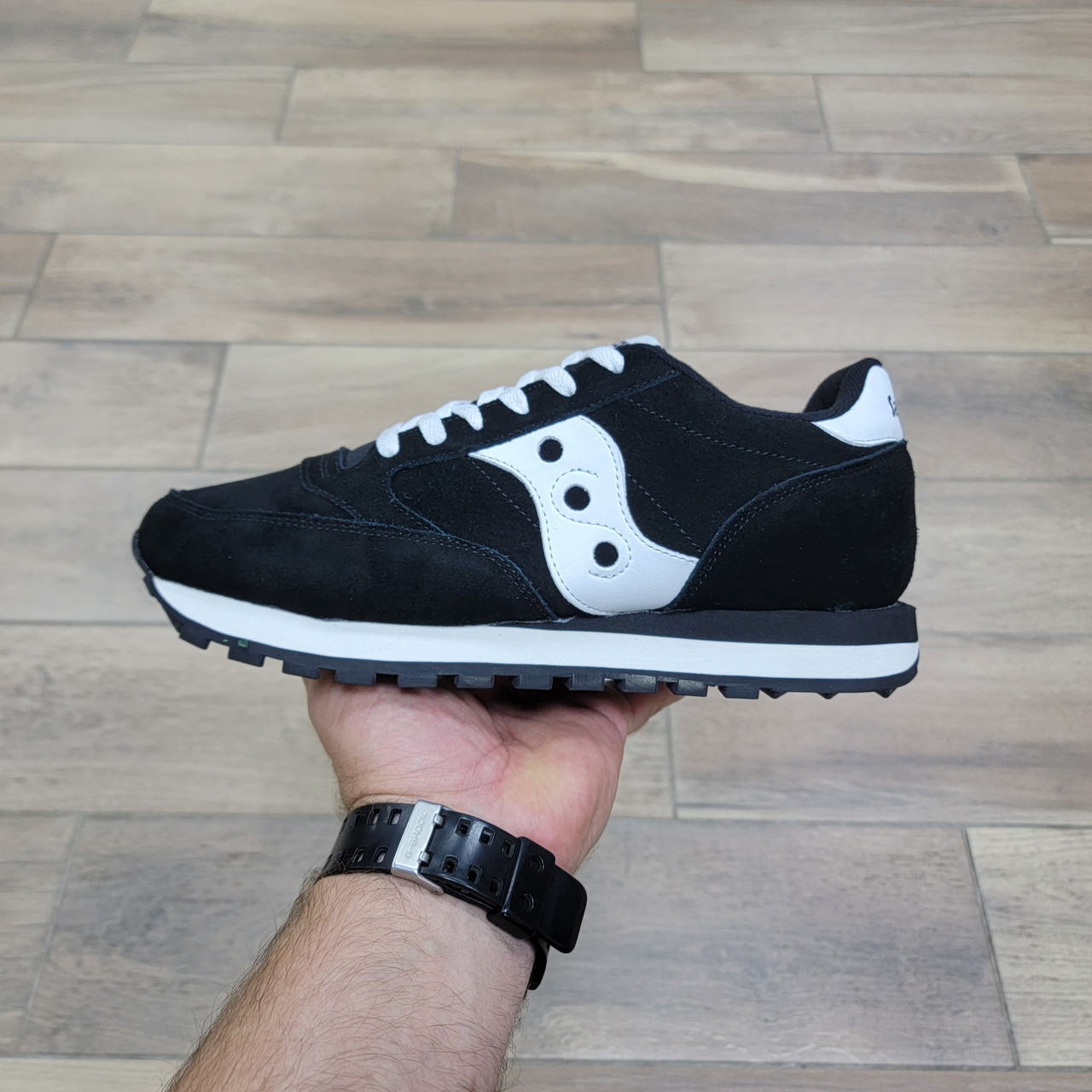 Кроссовки Saucony Jazz Low Black White с мехом