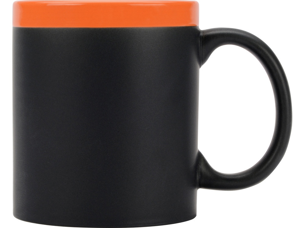 Кружка с покрытием для рисования мелом Да Винчи, черный/оранжевый - фото 3 - id-p218440900