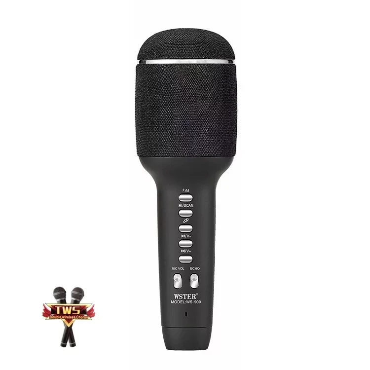 Беспроводной караоке-микрофон с колонкой Wireless WS-900 (Чёрный) - фото 1 - id-p218440950