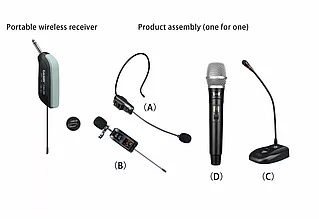 Беспроводной микрофон ES-380 / Миниатюрный приемник с частотой 1/2x25