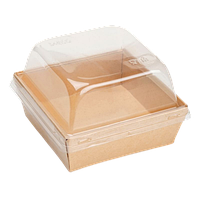 Коробка для Бенто-торта c купольной крышкой крафт (Россия, 130х130х85, дно 110х110мм)
