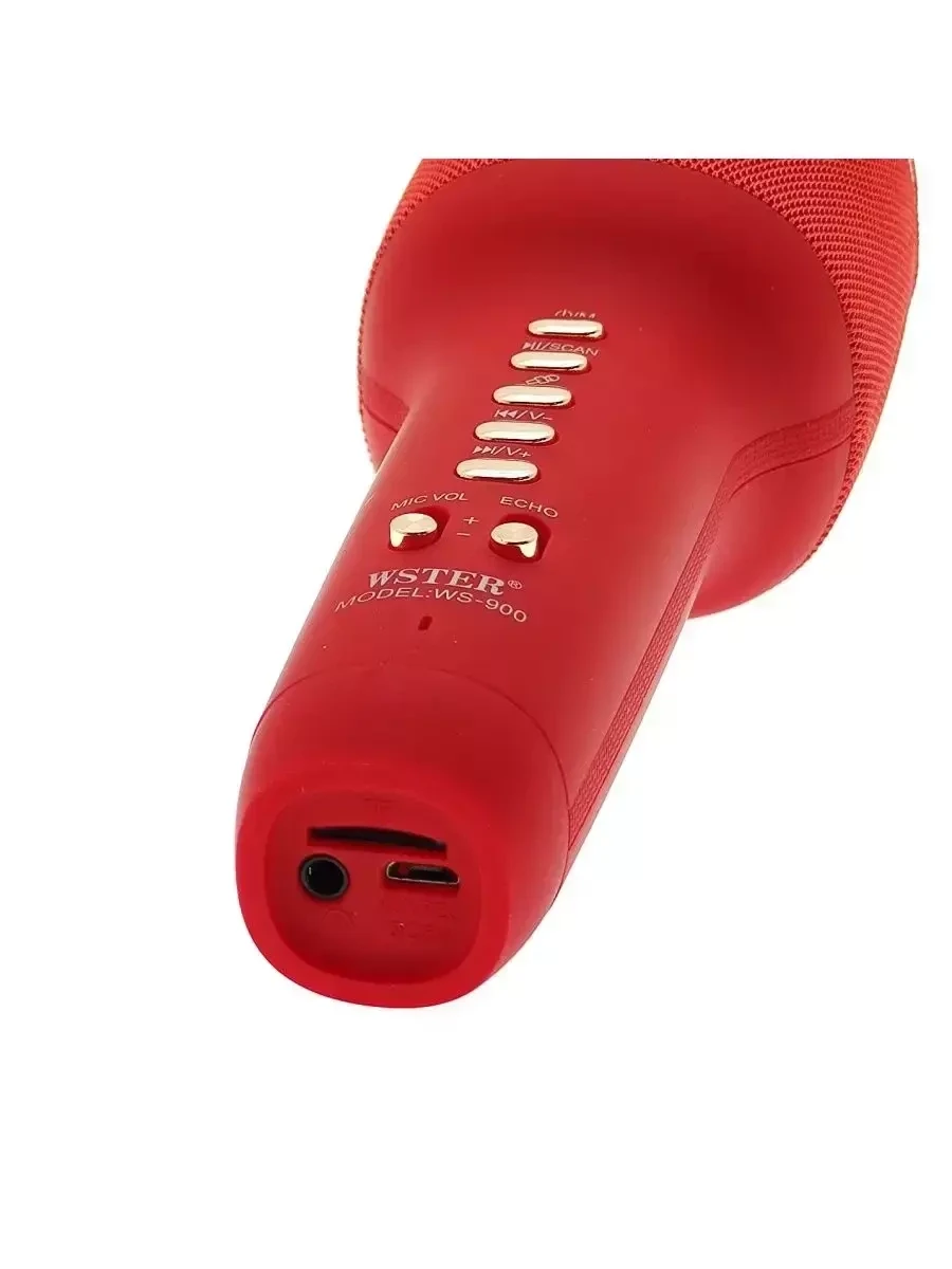 Беспроводной караоке-микрофон с колонкой Wireless WS-900 (Красный) - фото 3 - id-p218444827