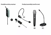 Беспроводной микрофон ES-380 / Миниатюрный приемник с частотой 1/2x25