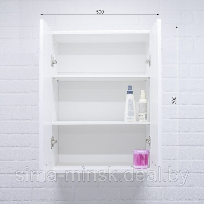 Шкаф навесной для ванной комнаты 02-55, 55 х 70 х 28,9 см, фасад МДФ - фото 3 - id-p218446176