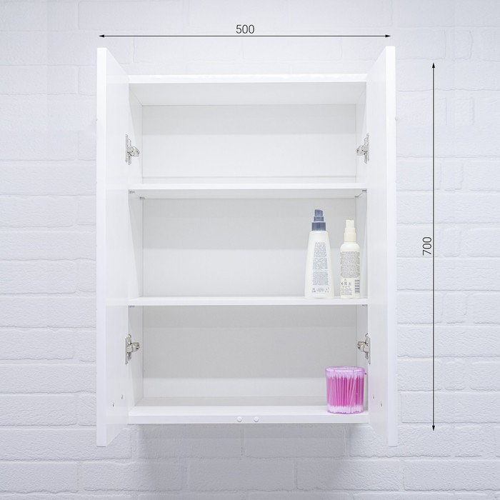 Шкаф навесной для ванной комнаты 02-55, 55 х 70 х 28,9 см, фасад МДФ - фото 3 - id-p218448046