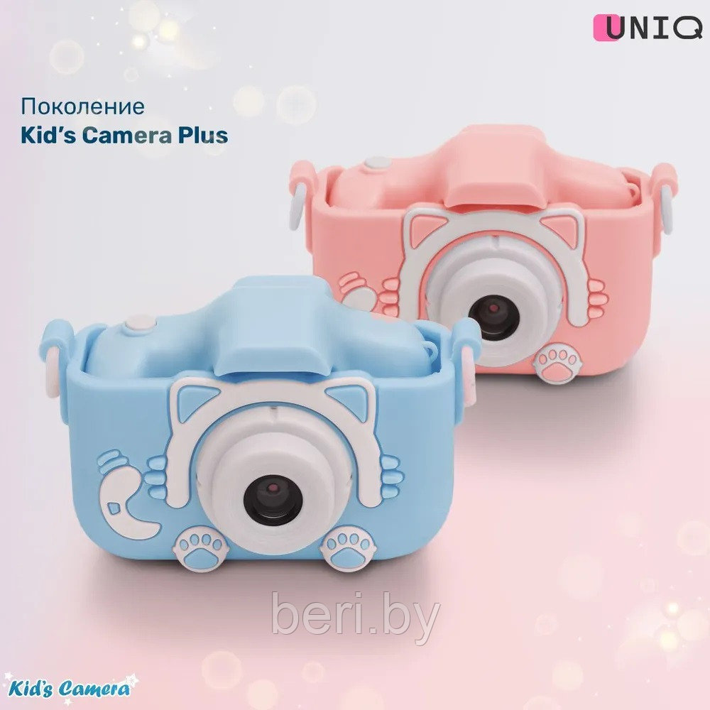 Детский цифровой фотоаппарат с селфи камерой Котик, Fun Camera Голубой - фото 4 - id-p218452513