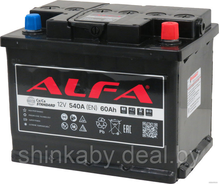Автомобильный аккумулятор ALFA Standard 60 R+ (60 А·ч) - фото 1 - id-p218452634