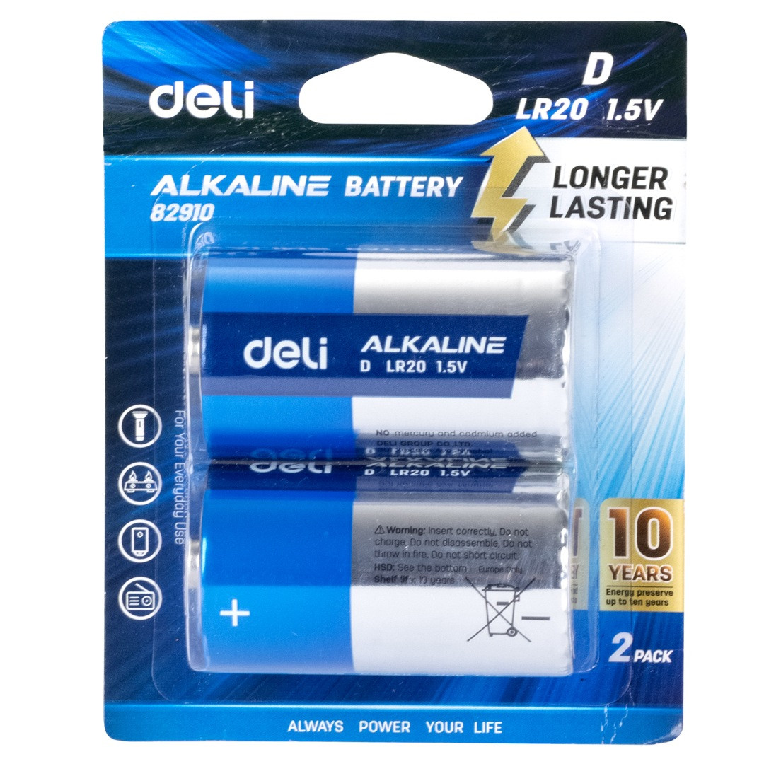 Батарейка алкалиновая DELI LR20 1,5V 2 штуки (с НДС) - фото 1 - id-p218452963