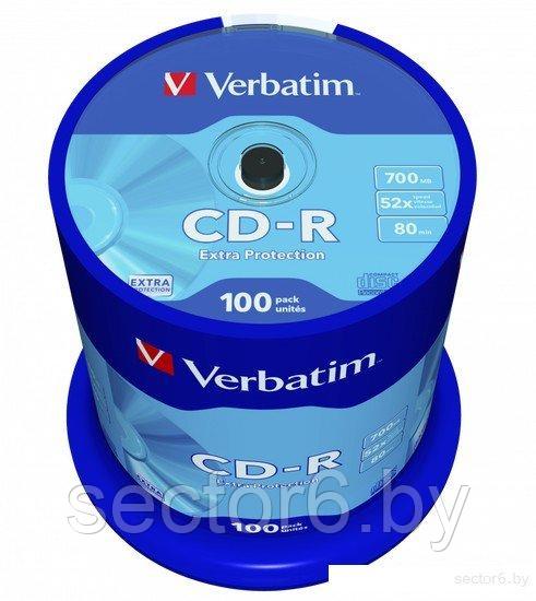 CD-R диск Verbatim 700Mb DL Extra Protection 52x CakeBox 100 шт. 43411 - фото 2 - id-p218457908