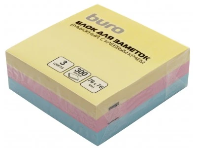 Блок для заметок Buro с липким слоем 76х76мм, 3х100 л. (цена с НДС) - фото 1 - id-p70515502