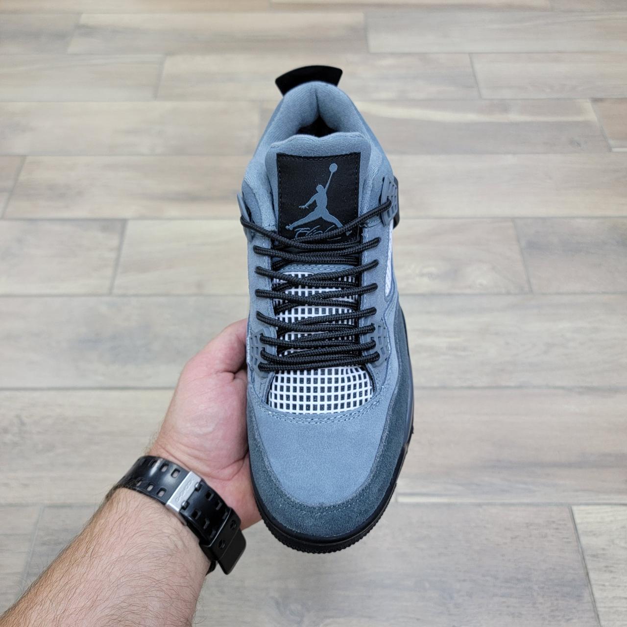 Кроссовки Air Jordan 4 Retro Grey Black с мехом - фото 3 - id-p218501091