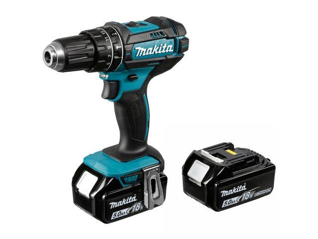 Аккум. ударная дрель-шуруповерт MAKITA DHP482RTJ в кейсе (18.0 В, 2 акк., 5.0 А/ч Li-Ion, 2 скор., 62 Нм, - фото 1 - id-p216908158