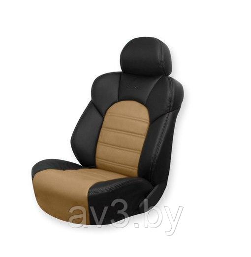 Чехлы на сиденья DINAS модель COMFORT Экокожа, цвет  черный - бежевый , Оригинал