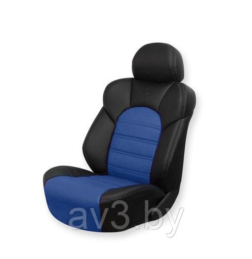 Чехлы на сиденья DINAS модель COMFORT Экокожа, цвет черный - синий , Оригинал - фото 1 - id-p215714949