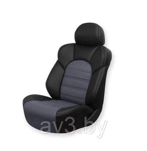 Чехлы на сиденья DINAS модель COMFORT Экокожа, цвет черный - серый , Оригинал - фото 1 - id-p215714948