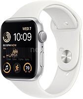 Умные часы Apple Watch SE 2 44 мм (алюминиевый корпус, серебристый/белый, спортивный силиконовый ремешок M/L)