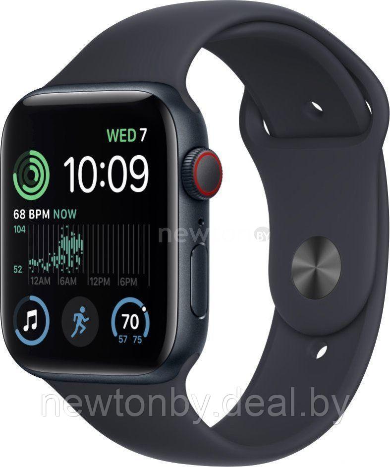 Умные часы Apple Watch SE 2 44 мм (алюминиевый корпус, полуночный/полуночный, спортивные силиконовые ремешки
