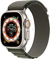 Умные часы Apple Watch Ultra LTE 49 мм (титановый корпус, титановый/темно-зеленый, текстильный ремешок размера