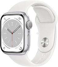 Умные часы Apple Watch Series 8 41 мм (алюминиевый корпус, серебристый/белый, спортивный силиконовый ремешок