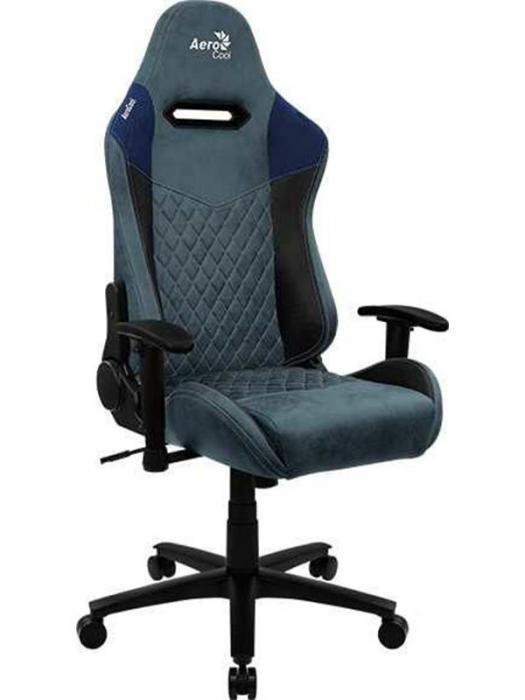 Игровое геймерское компьютерное кресло стул для компьютера геймера AeroCool Duke Steel Blue на колесиках - фото 1 - id-p218291890