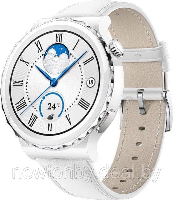 Умные часы Huawei Watch GT 3 Pro Ceramic 43 мм (белый/кожа) - фото 1 - id-p218518276