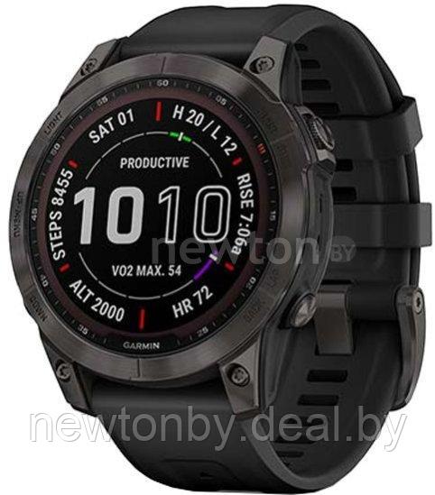 Умные часы Garmin Fenix 7 Sapphire Solar 47 мм (серый карбон/черный) - фото 1 - id-p218518306