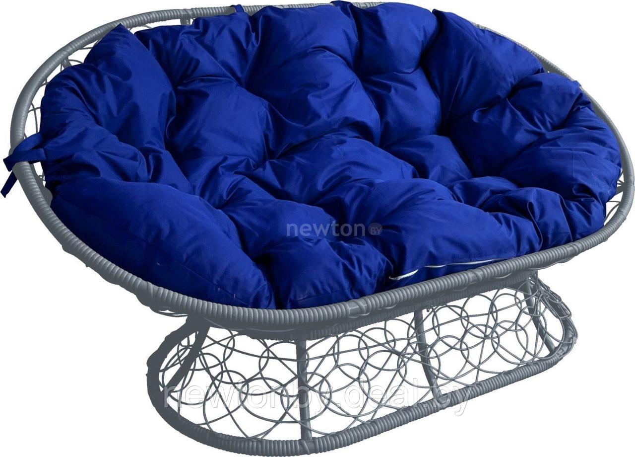 Садовый диван M-Group Мамасан 12110310 (серый ротанг/синяя подушка) - фото 1 - id-p218525568