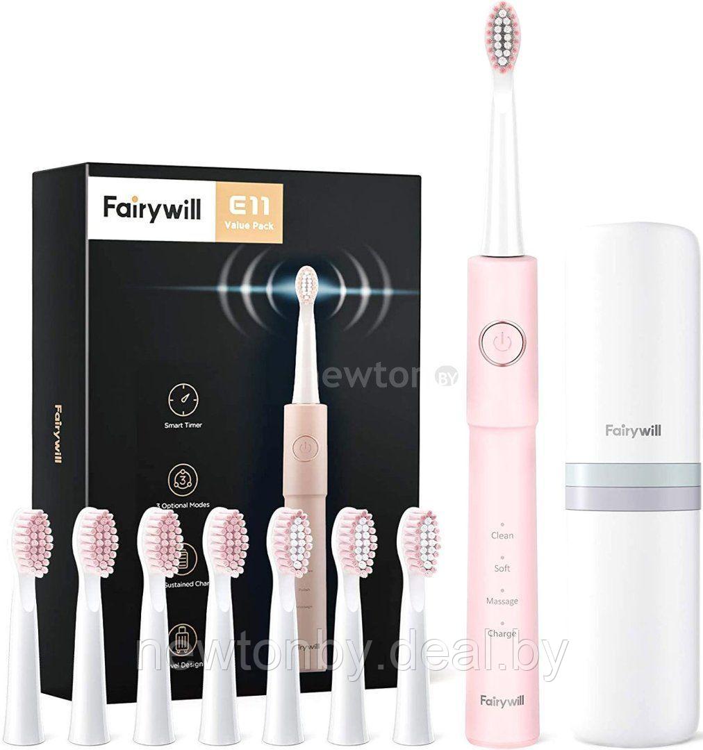 Электрическая зубная щетка Fairywill E11 (розовый, 8 насадок) - фото 1 - id-p216113895