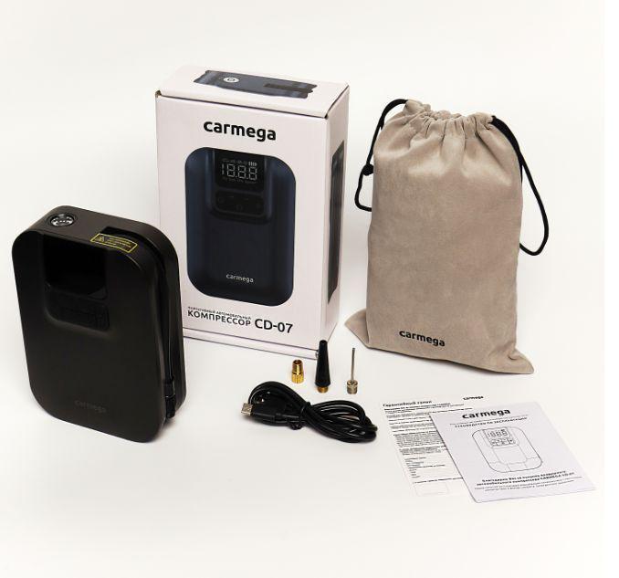 Портативный автомобильный компрессор насос для шин CARMEGA CARM-CD-07 аккумуляторный электрический с фонарем - фото 5 - id-p218378206