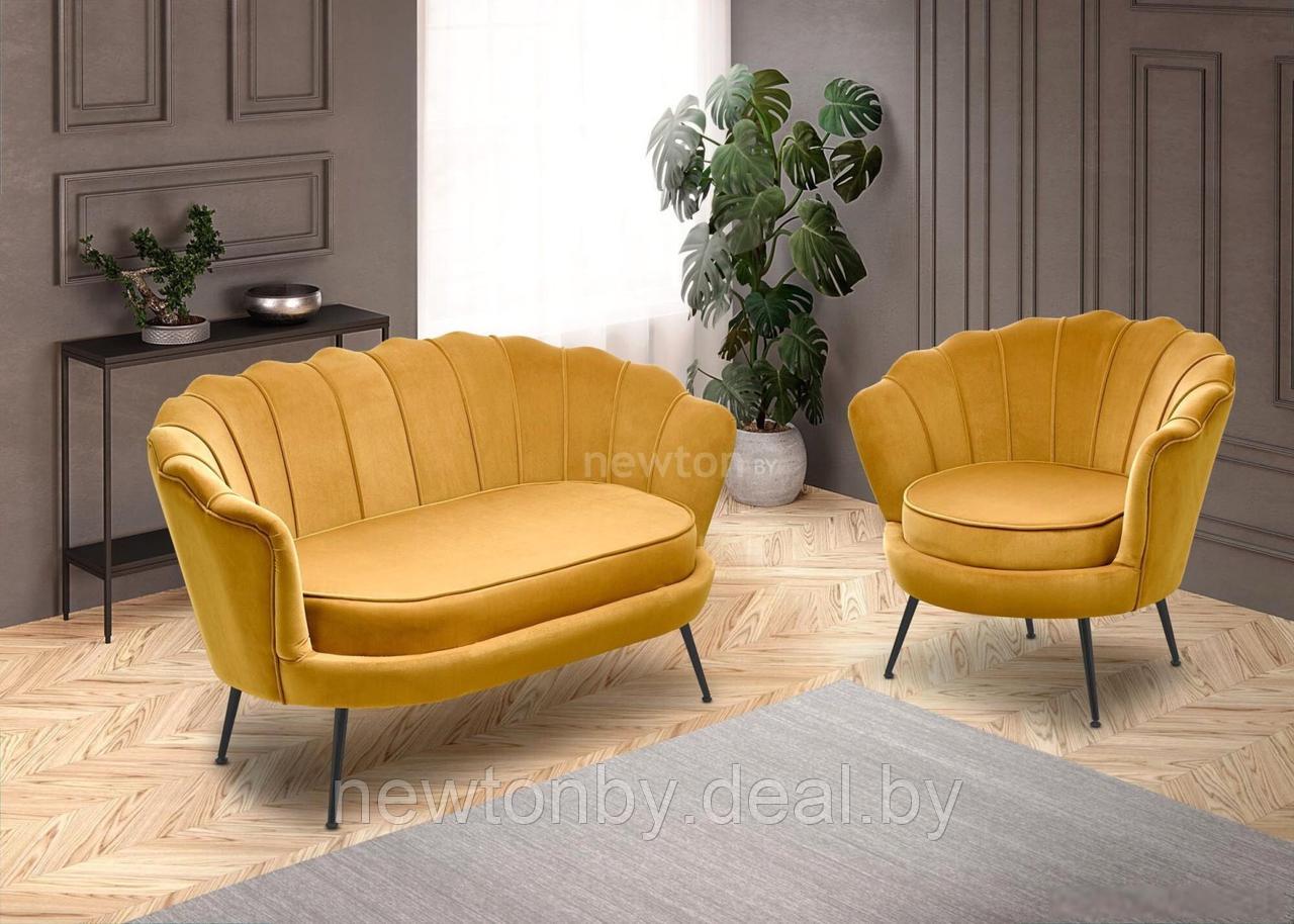 Интерьерное кресло Halmar Amorinito 2 (горчичный/золотой) - фото 1 - id-p218549285