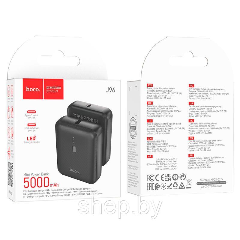Компактный внешний аккумулятор Hoco J96 / 5000mAh / выходы USB + Type-C / 2A / черный - фото 5 - id-p218552611