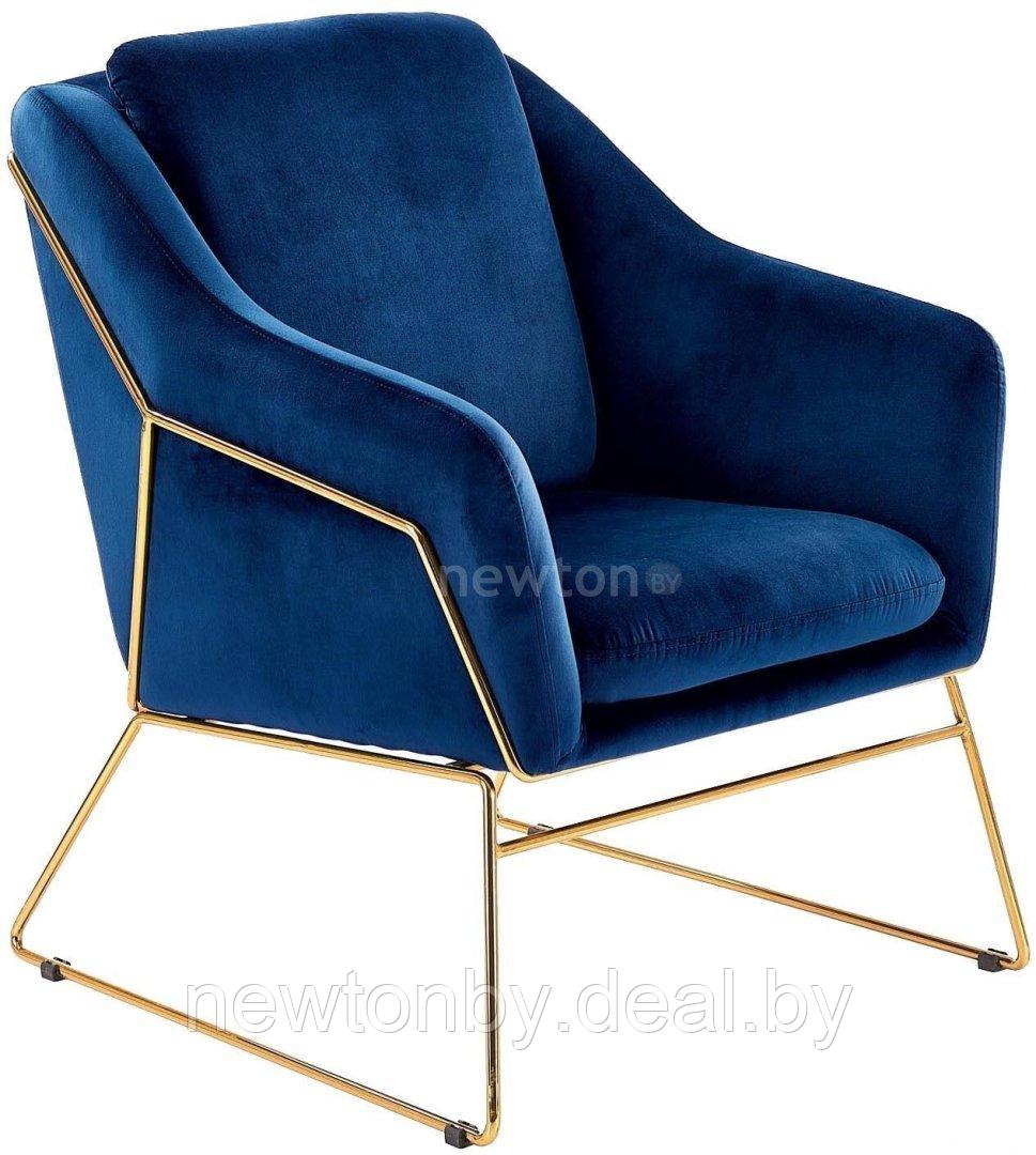 Интерьерное кресло Halmar Soft 3 (темно-синий/золотой) - фото 1 - id-p218549335