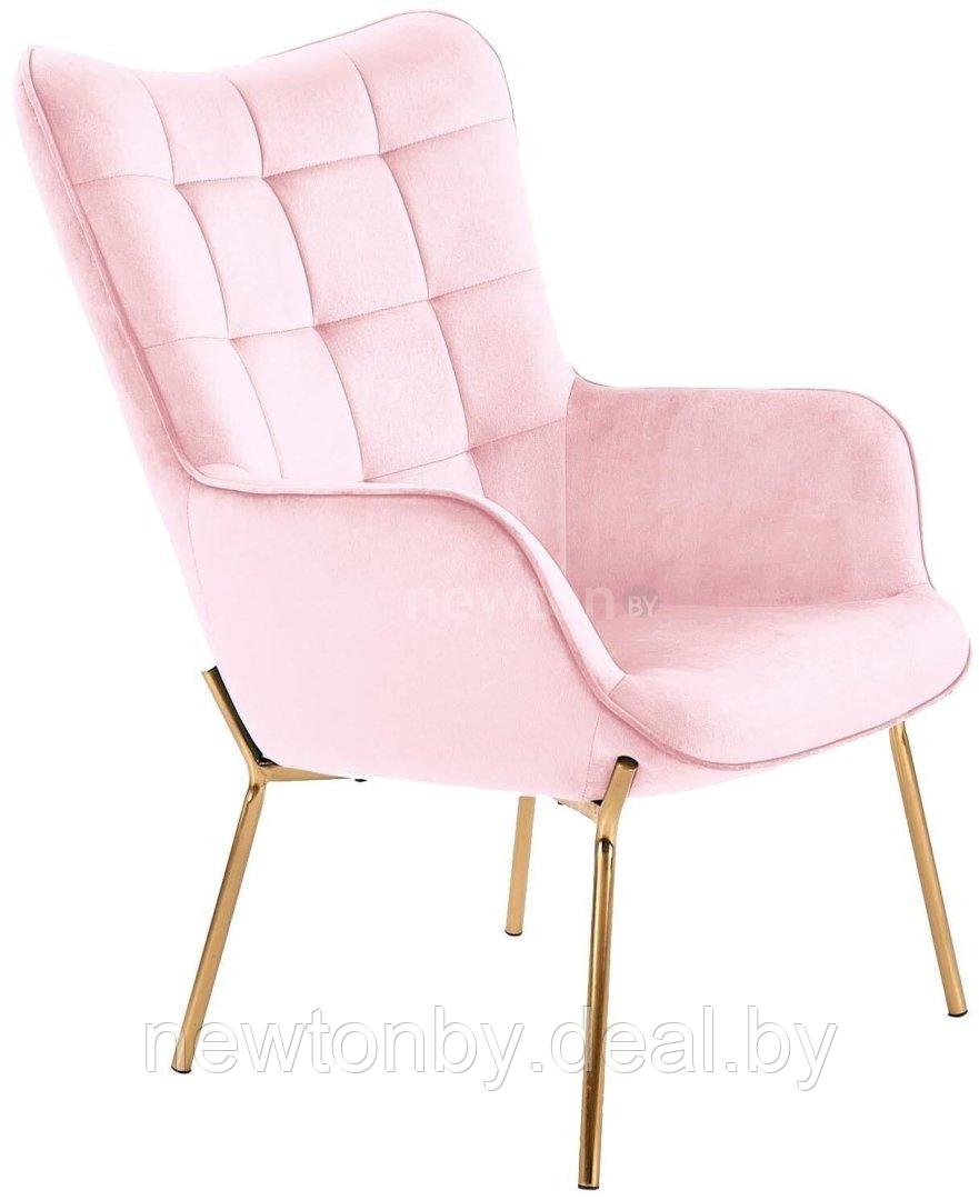 Интерьерное кресло Halmar Castel 2 (светло-розовый/золотой) - фото 1 - id-p194215176