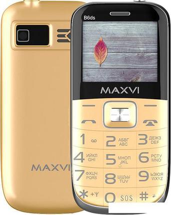Кнопочный телефон Maxvi B6ds (золотистый), фото 2
